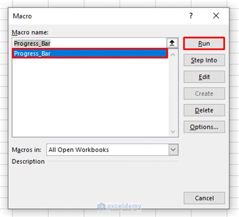 Excel VBA: Create a Progress Bar While Macro Is Running.