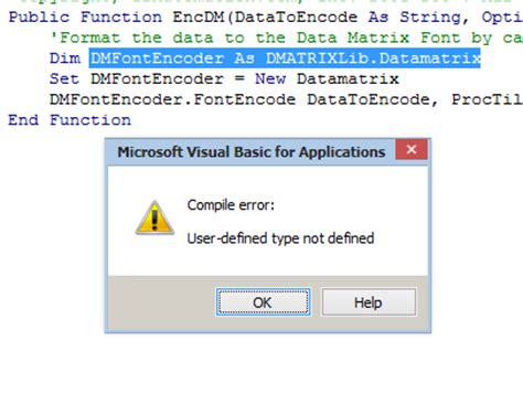 Excel VBA Compile error: User-defined type not defined