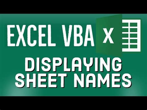 Excel VBA Tutorial for Beginners 26 Displaying Sheet Names and using