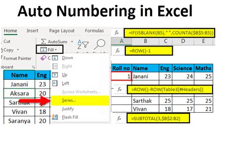 Excel auto numbering when data is entered.  In the example shown, the formula ...