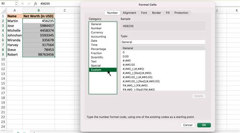 Excel custom number format Millions and Thousands