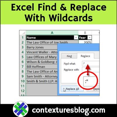 Excel find and replace wildcards formula.  I want to be able to replace...