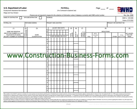 Excel format WH347 and WH348 Certified Payroll Form