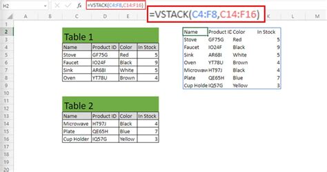 Excel formula stack.  The last example is to showcase the use of the VSTACK fu...