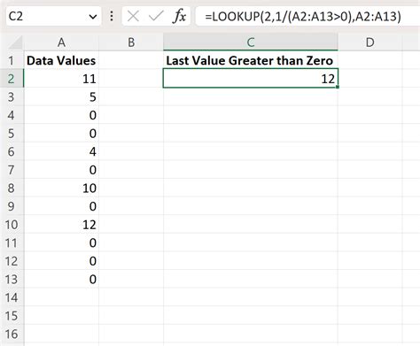 Excel last value in column