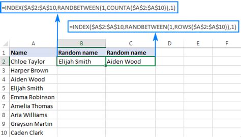 Excel random selection from list of names. .  ...
