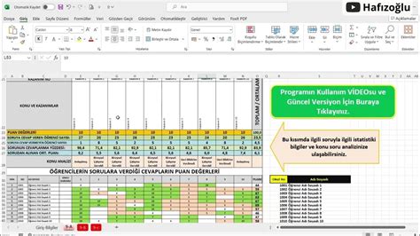 Excel sınav analiz programı
