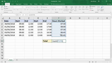 Excel time hours spreadsheet example whichlalaf