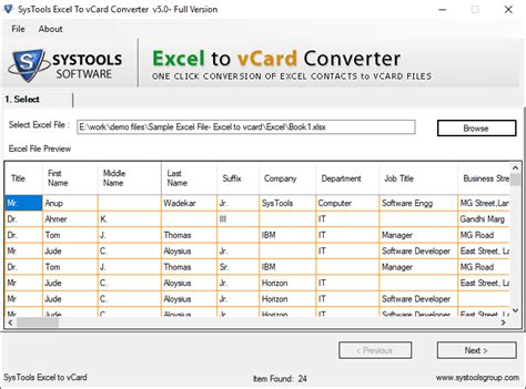 Excel to VCF Converter to export XLS/XLSX contacts to vCard format