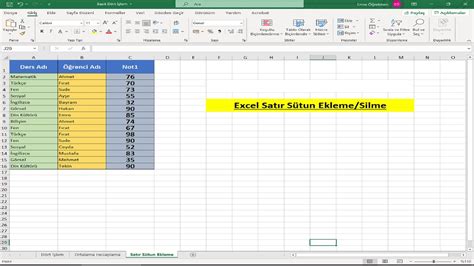 Excel toplu satır silme