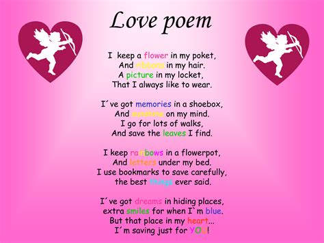 Excellent love poems. I Loved You First by Christina Rossetti; She Walks in Beauty by Lord Byron; If You Call Me by Sarojini Naidu; Wild Nights – Wild Nights! by Emily Dickinson; The ... 