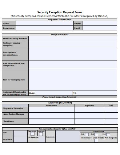 Exception Request Form