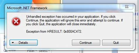Exception from hresult 0x800ac472 analysis for office.  When trying to start Ana...