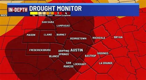 Exceptional drought affecting much of Central Texas