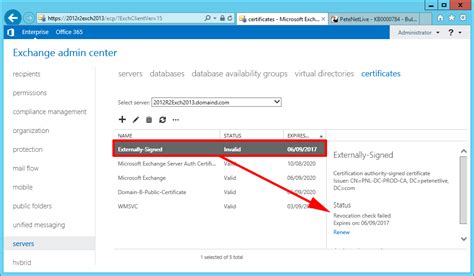 Exchange 2016 certificate revocation check failed.  NHHIO&rsquo;s secure,...