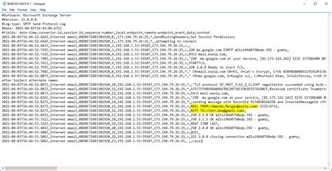 Exchange receive connector logs.  This SMTP activity occurs on Send conne...