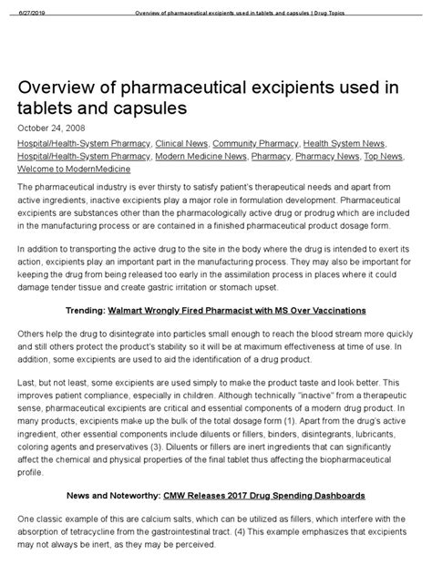 Excipient - an overview ScienceDirect Topics