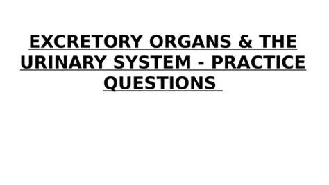 Excretory/Urinary System Lessons Tes Teach