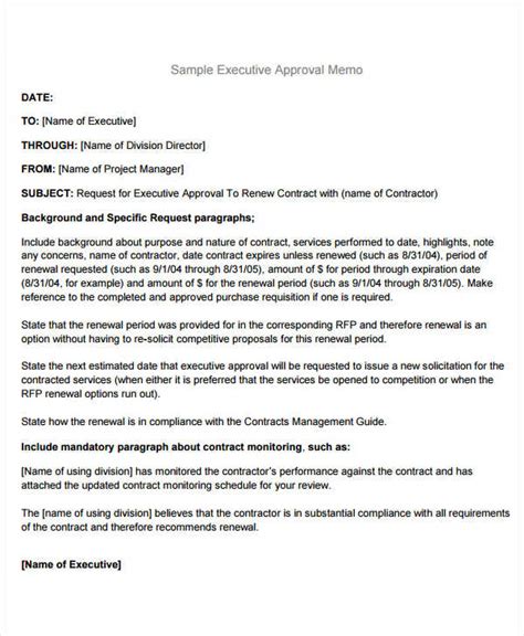 Executive Approval Memo template How to write an Executive Approval