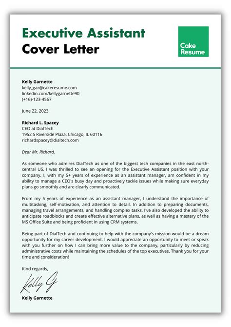 Executive Assistant Cover Letter Examples & ReadyToUse Templates