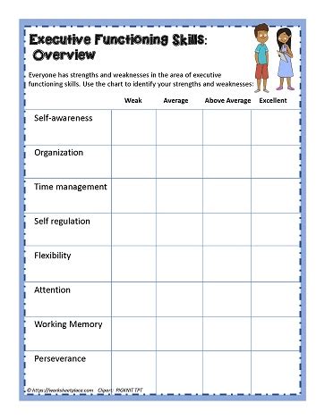 Executive Functioning Skills Workbook Free Worksheets & Activities