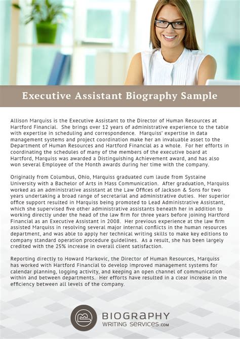 Executive assistant bio examples