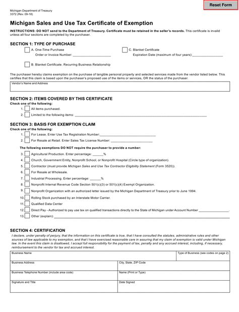 Exemptions from the Michigan Sales Tax