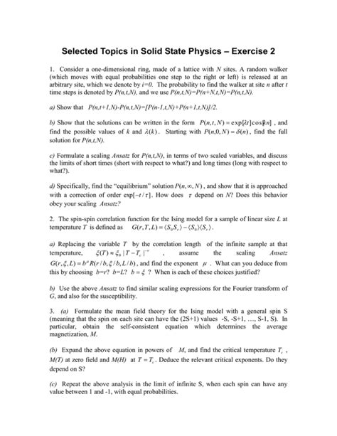Exercise 2 Selected Topics In Solid State Physics