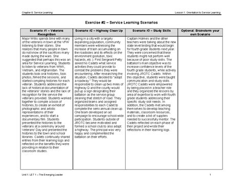 Exercise 2 Service Learning Scenarios Answer Key