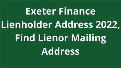 Exeter Finance Corp Contact Information. Address: Exeter Finance 2250 W John Carpenter Fwy #100 Irving, TX 75063 Mailing address: Exeter Finance P.O. Box 166008 Irving, TX 75016. Phone number: (800) 321-9637. Should I contact or pay Exeter Finance? It’s best to avoid speaking to a collection agency on the phone. . 