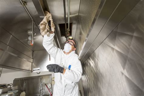 Exhaust hood cleaning. Overview. Kitchen exhaust cleaning involves the thorough scrubbing and degreasing of the kitchen hood, filters, and all the ductwork and fans associated with the exhaust system. These components can accumulate grease and other particulates over time, which can pose a fire hazard and decrease the efficiency of the system. 
