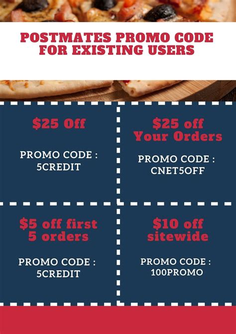 Current Postmates Coupon Codes & Deals. Description. Today's Savings. Offer Valid Until. 70% OFF. 70% Savings on Orders at Postmates. 05/23/2024. $30 OFF. $30 Off First 3 $35 or More Orders.