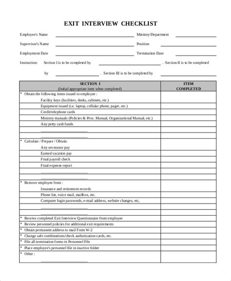 Exit Interview Checklist Template