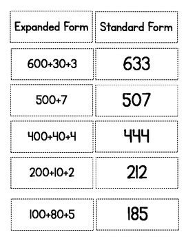 Expanded Form Match The Memory