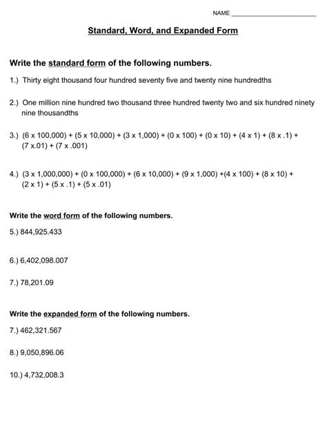 Expanded Form Worksheets Expansion MathDrills News and Updates