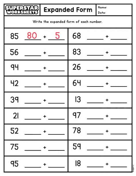 Expanded Form Worksheets Grade 1
