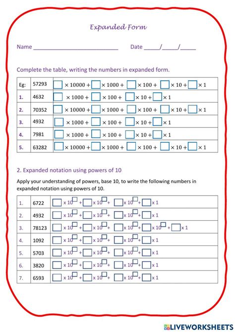 Expanded Notation 2 interactive worksheet