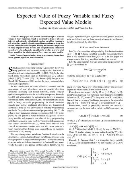 Expected value of fuzzy variable and fuzzy expected value models ...