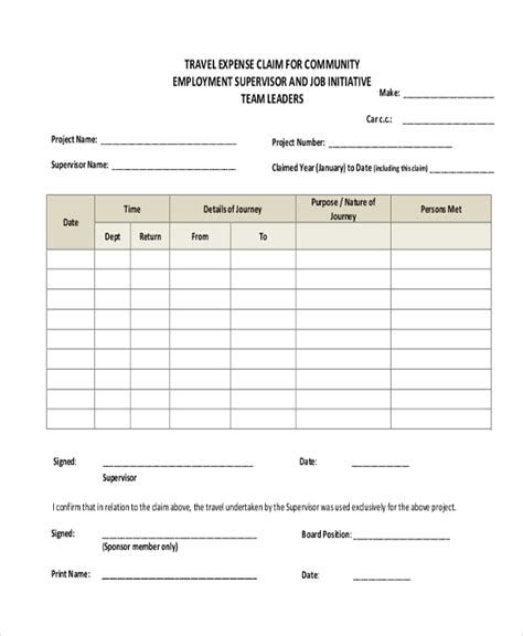 Expense Claim Form FREE 11+ Sample Travel Expense Claim Forms in MS