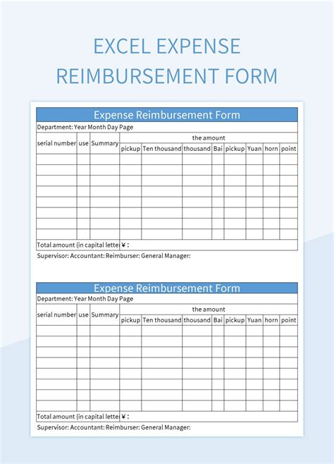 Expense Reimbursement Form Template Download Excel Expense sheet