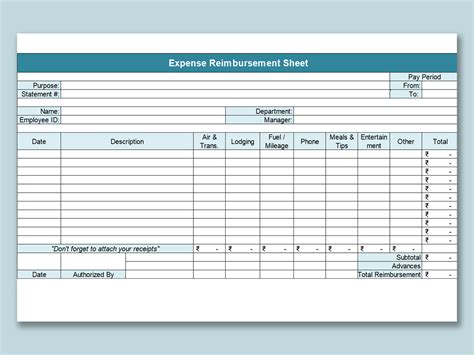 Expense Reimbursement Template Excel Templates