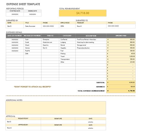 Expense Sheet Template