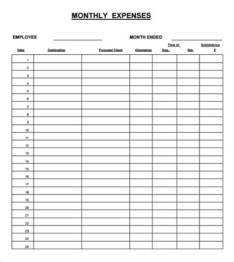 Expense Sheet Template 11+ Download Free Documents for PDF