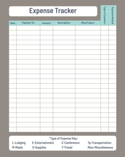 Expense Tracking Printable Universal Network