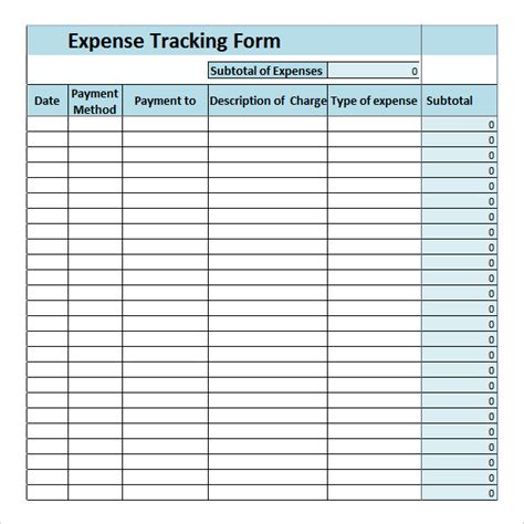 Expenses spreadsheet template. 