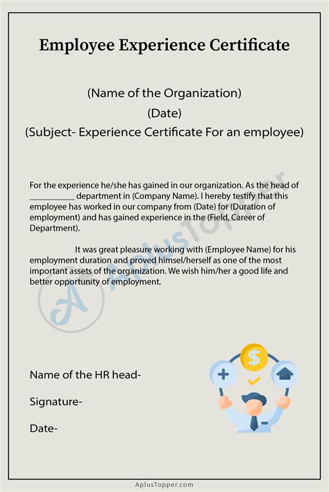 Experience Certificate. It is to certify that Ms Ishita Singal D/O Aman Singhal was under the employer of ABC.pvt.ltd as a ‘Software Engineer’ in the Engineering team from 17 August 2019 to 20 August 2021. She has been a hardworking, honest, and dedicated employee. We hope for her a good future. Akshat Juneja. Head of Department. 
