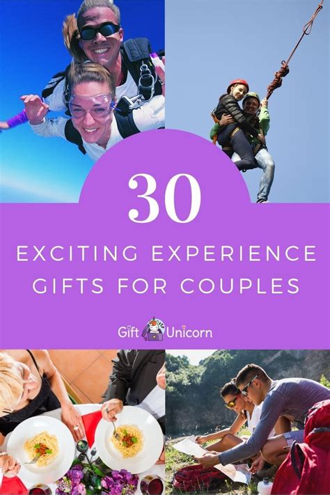 Experience gifts for couples. $399. Tinggly. There’s no need to plan a whole getaway to surprise your best friend or partner with Tinggly’s Minibreak for Two. This bucket-list gift is … 