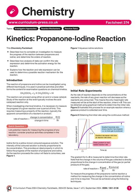 Experimental Investigation Of Iodine And Propanone