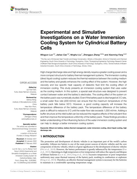 Experimental and Simulative Investigations on a Water Immersion …