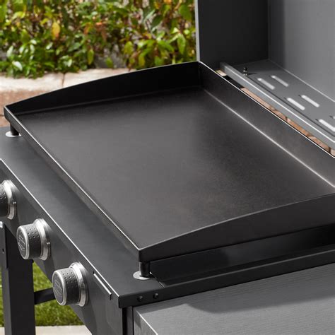 Expert Grill Pioneer 28-Inch Portable Gas Griddle: Easy assembly with a quick and easy auto-ignition. 3 independently controlled stainless-steel burners with H shape for versatile cooking options. Thick rolled-steel surface for excellent heat retention and distribution. Easy to remove griddle top.. 